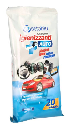 SETABLU SALVIETTE IGIENIZZANTI SUPERFICI AUTO 20 PEZZI